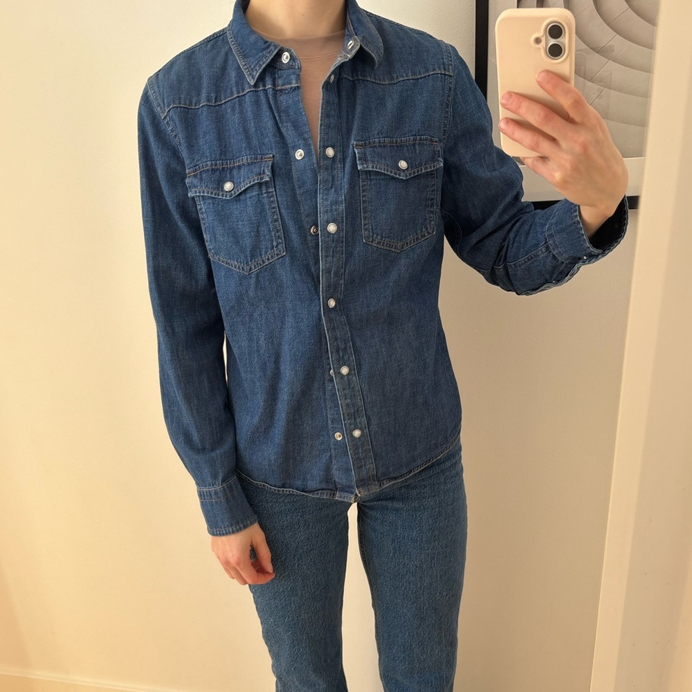 J. Crew Dark Denim Button Down Shirt Size 8